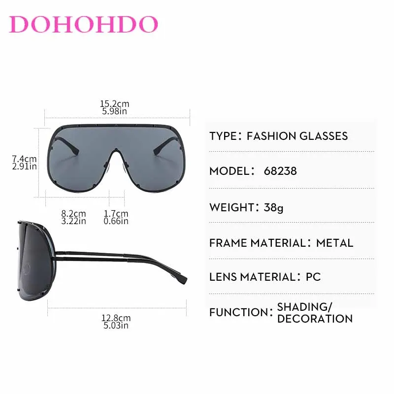 Luxury Brand Designer Oversized One Piece Sunglasses Women Men Trends Steampunk Hip Hop Y2K Outdoors Travel Sun Glasses UV400