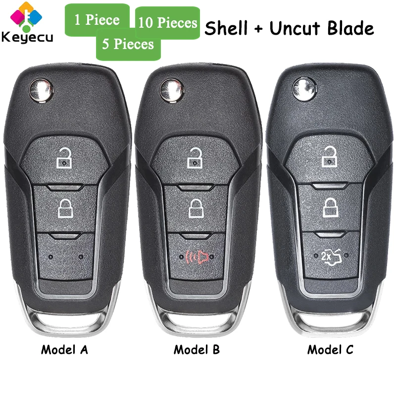 

KEYECU флип-чехол для дистанционного ключа автомобиля, чехол для брелока, 2 3 кнопки для Ford F-150 F-250 F-350 Escape Explorer Mondeo Escort MK5 Ranger