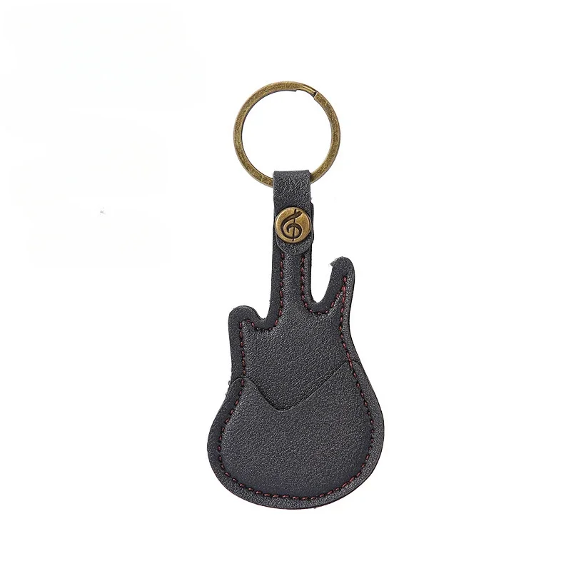 Guitar Picks PU Leather Guitar Picks Storage Bags Organizer Portable Multifunctional Key Chain Holder for Guitar Accessories 1pc