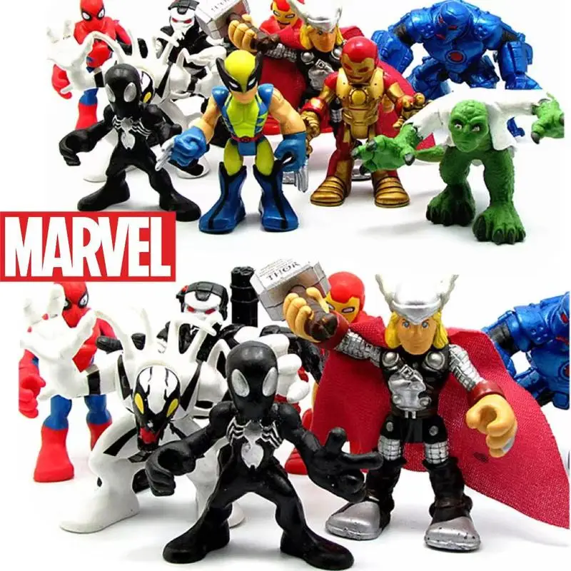 Spot Marvel Legends Spiderman Avengers Q Version Iron Man Captain America Spider-Man Doll Model Gift Ornaments Children'S Toys