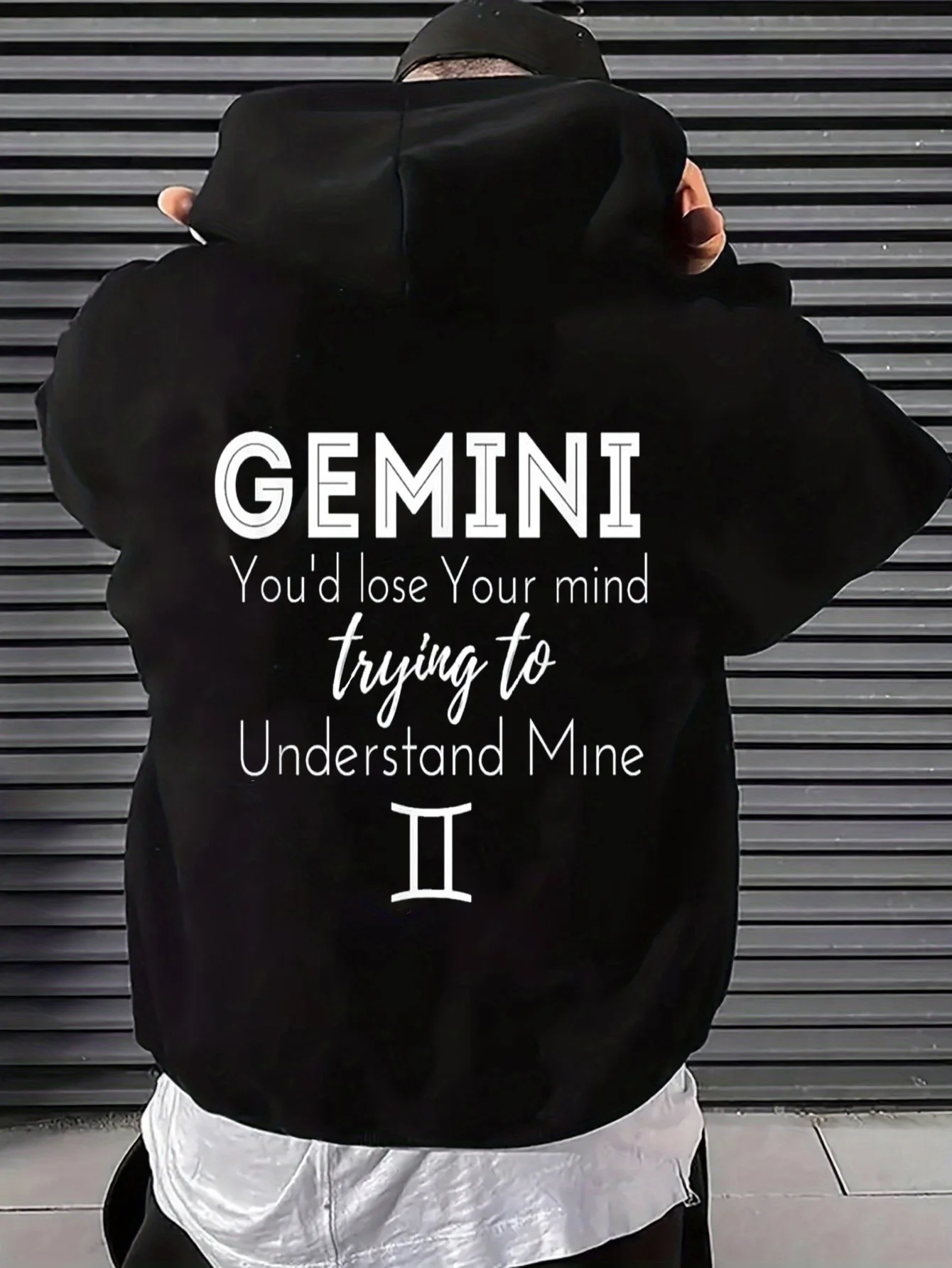 Men's Hoodie Sweatshirt Funny Gemini Zodiac Sign I Try to Understand You Quote Astrology Humor Graphic Design Retro Black Classic Style Birthday Gift Font Statement Plus Size Long Sleeve Casual