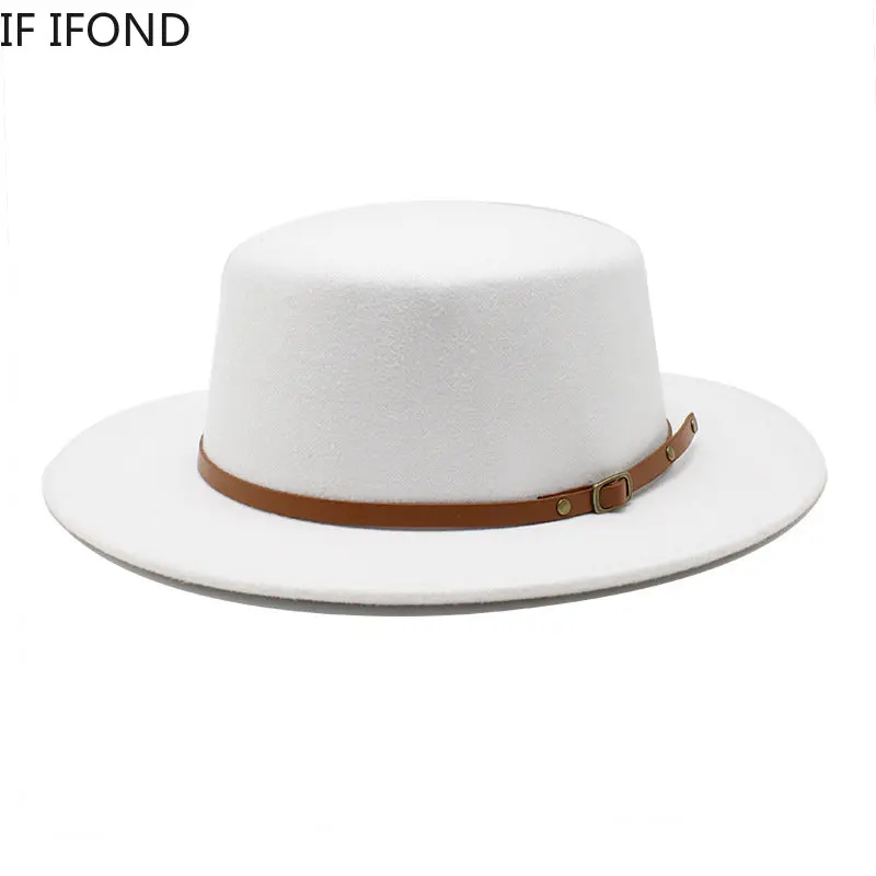 Small Size 52 -54CM British Style Child Fedora Hats Boy Girls Kids Flat Top Felt Jazz Hat Formal Party Dress Cap