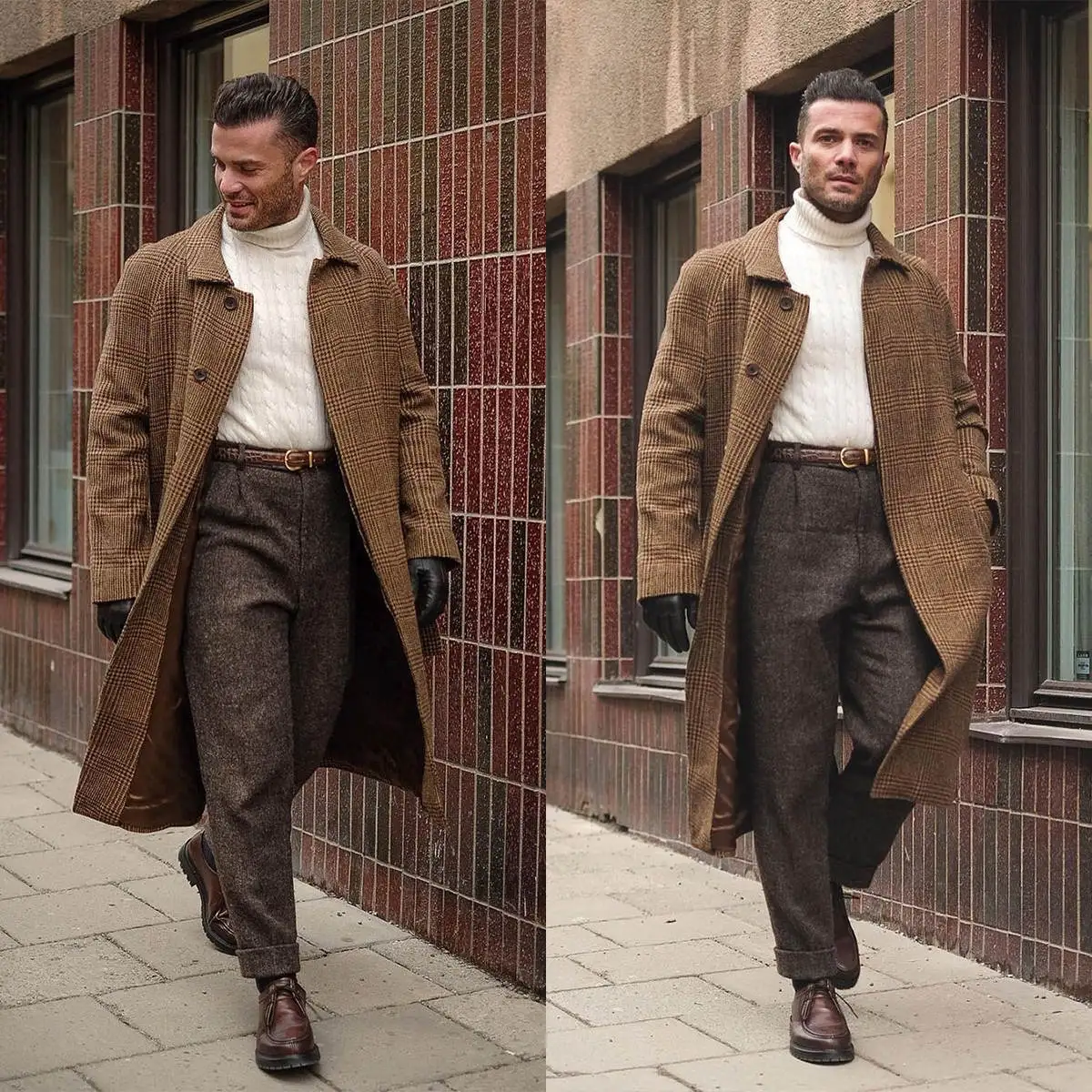 

Шерстяное осеннее длинное мужское пальто с узором «елочка», смокинги, однобортная одежда для жениха, деловые вечерние пальто, только блейзер, индивидуальный заказ