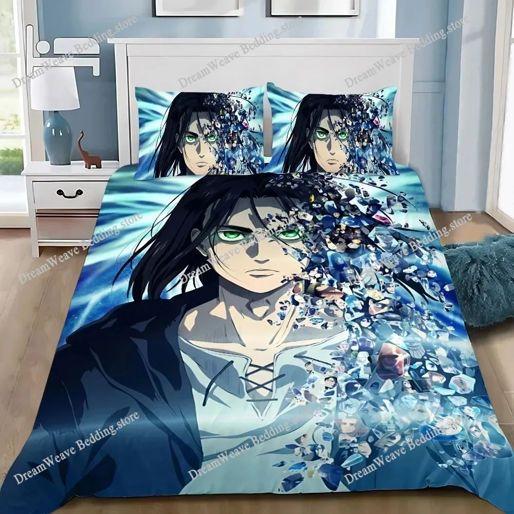 Anime Attack on Titan 3D Printed Bedding Set Duvet Cover Pillowcase Freedom Wings Bedclothes for Boys Kids Twin Single Full Size