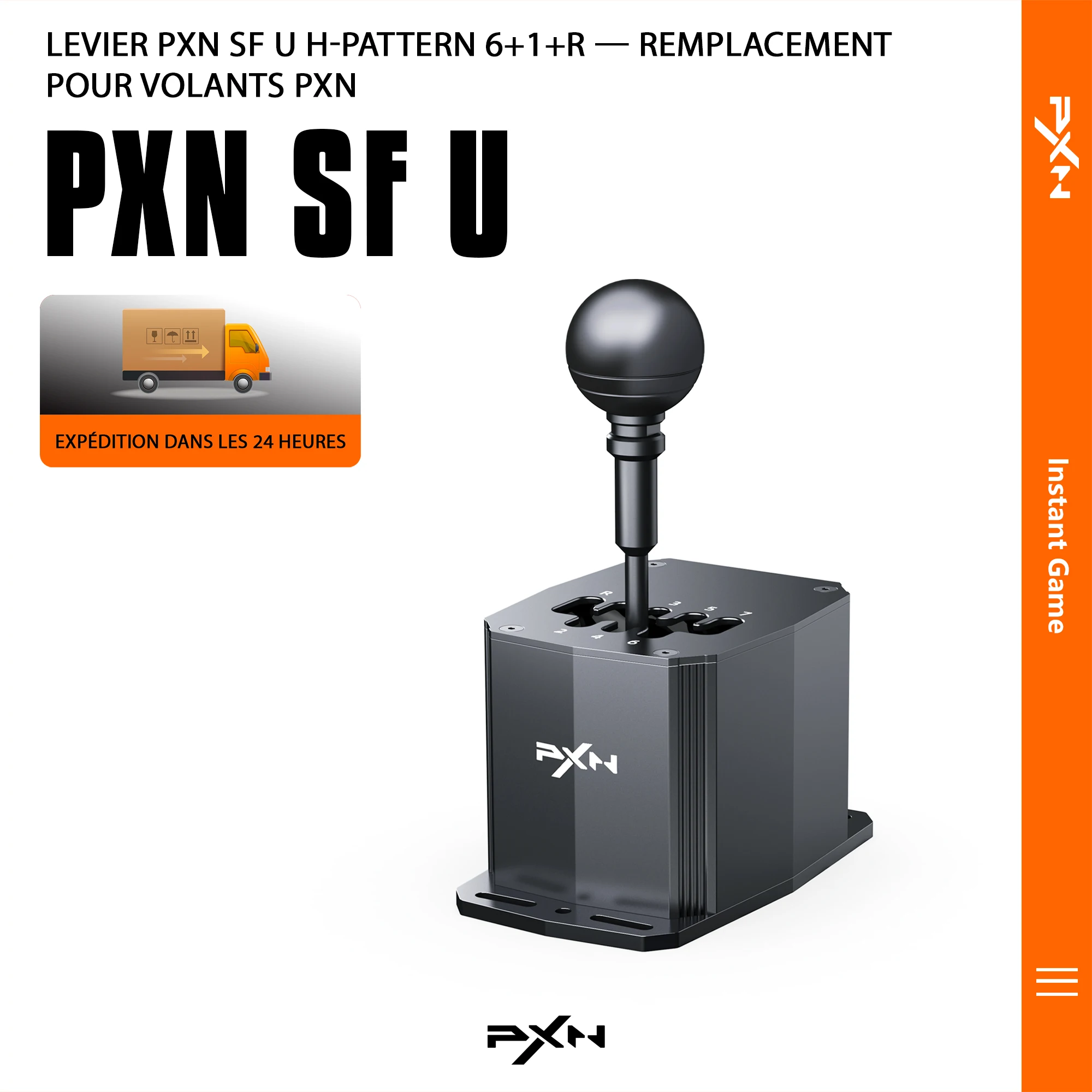 Levier de vitesses PXN SF U H-Pattern pour PC, 7+R, en métal CNC, avec double capteur Hall, base USB, pour simulateur de course