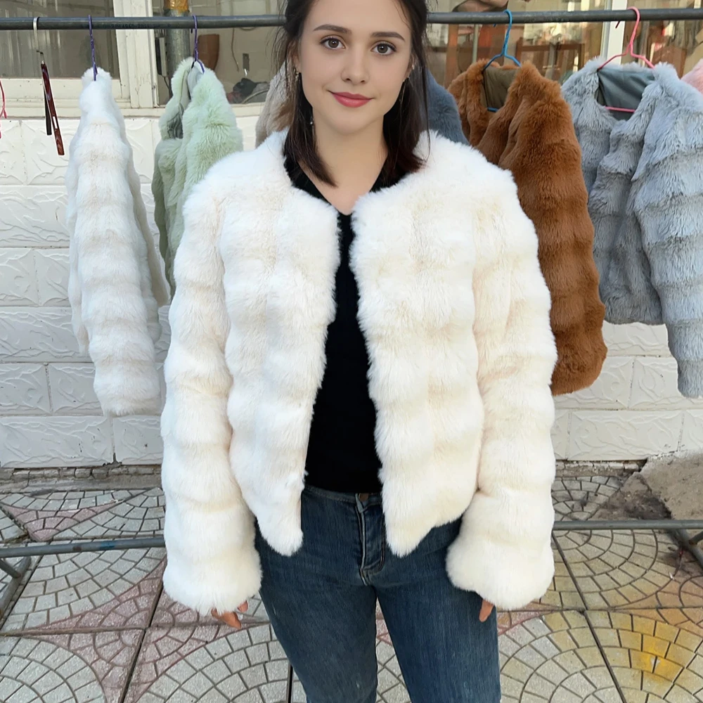 HOOOFUR Faux Fur Coat Women New Style Short Imitation Fur Plush Collarless Top Short Top 2024 Autumn and Winter Warm and Trend