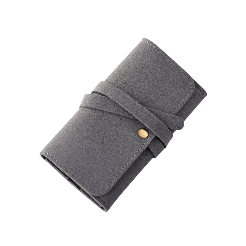 PU Leather Jewelry Roll Bag Foldable Roll Up Design Portable Jewelry Pouch Lightweight Tie Closure Necklace Storage Pouch