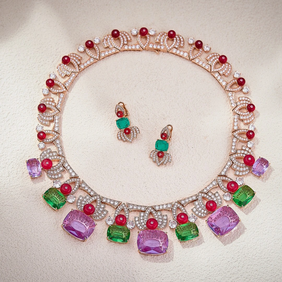 

EYER Luxury Temperament AAA Zircon Colorful Necklace Choker Drop Earrings For Women Wedding Party Evening Dress Jewelry Sets