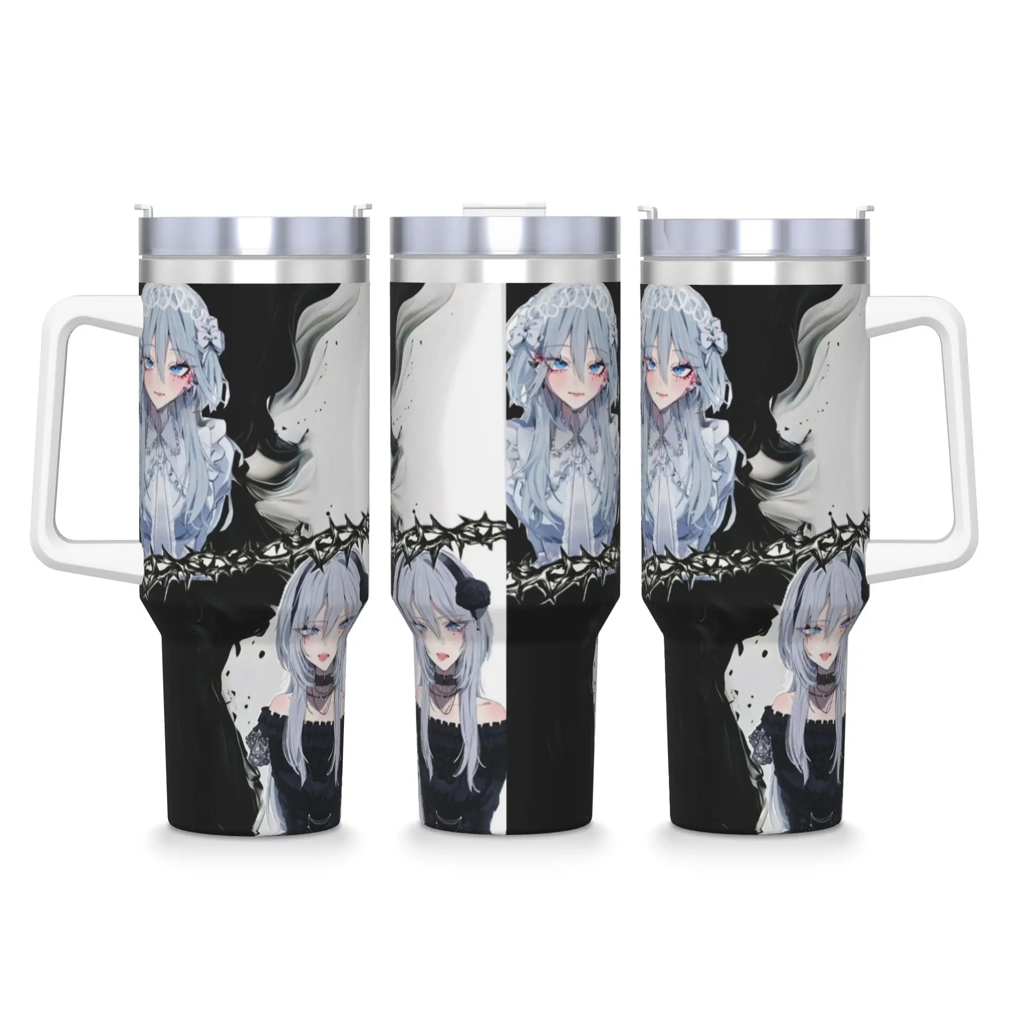 Stainless Steel Tumbler Haimiya Senpai Wa Kowakute Kawaii Manga Mugs Cup With Straws Water Bottle Portable 40oz Thermal Mug