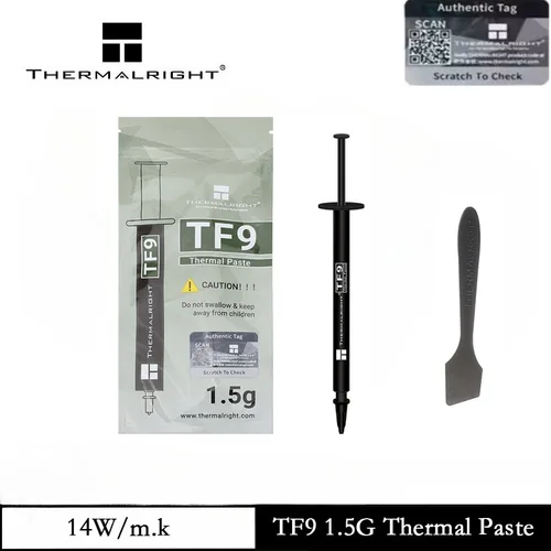 Thermalright TF9 1,5/2,9g disipador de calor de pasta térmica 14W/m.k alta durabilidad para todos los disipadores de calor enfriadores de CPU con herramienta de aplicación