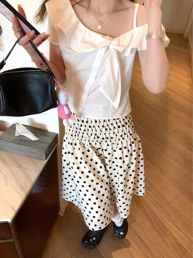 

Waist Slimming Polka Dot Skirt for Women Summer 2026 New High Waist A Line Skirt for Small People