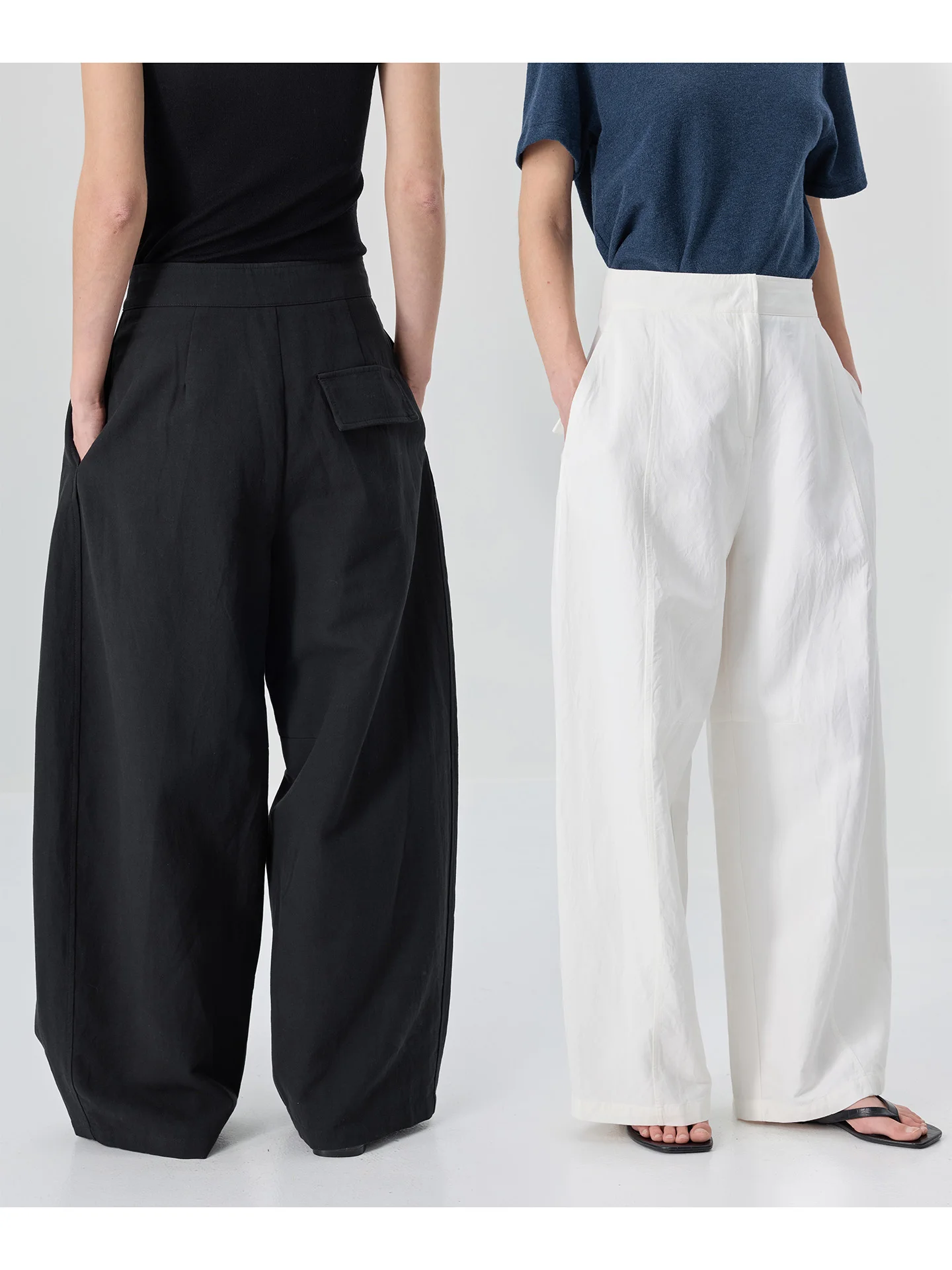 

Comfortable Breathable Washed Linen Cotton Wide Leg Pants Women's Arc Straight Casual Pants Pear Shaped Long Pants