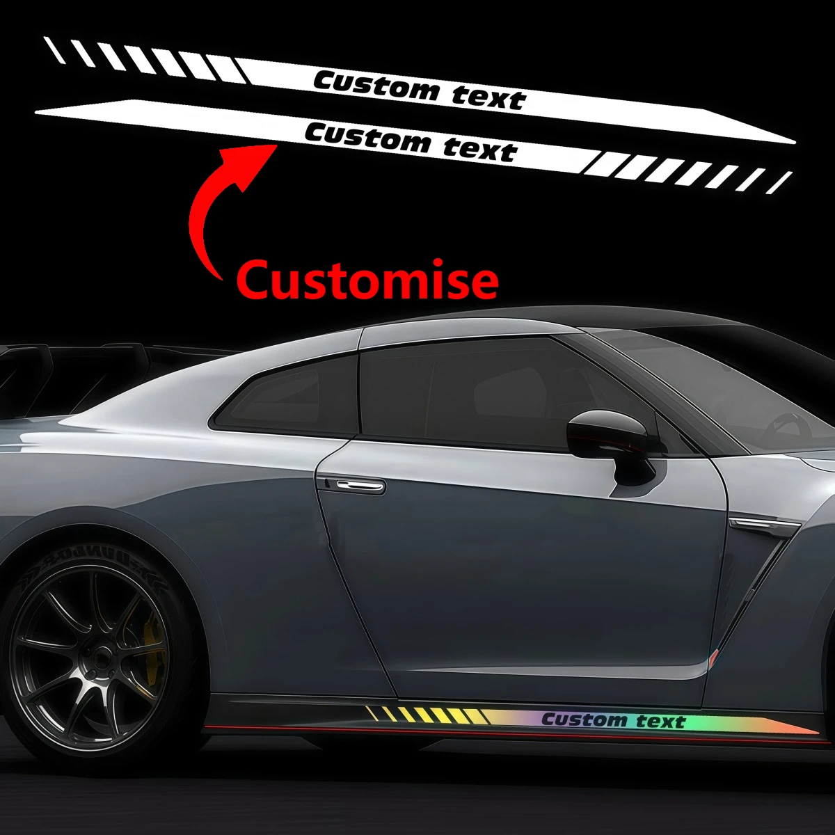 Custom Text Side Skirt Car Stickers Waterproof Sport Racing Stripe Vinyl Decals Auto Body Door Side Tuning Accessories