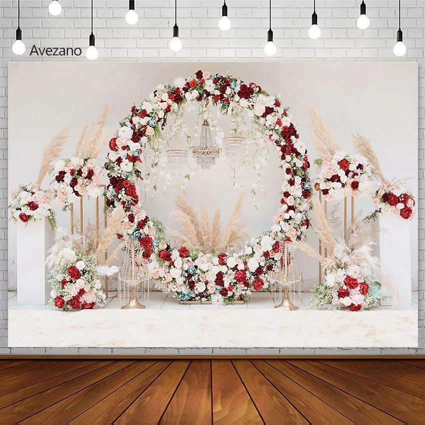 

Avezano Wedding Photography Background Circular Flower for Engagement and Proposal Party Photo Studio Decoration Props Photocall