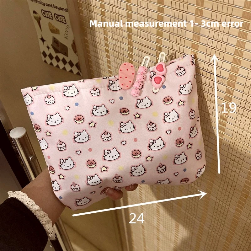 

Sanrio Hello Kitty Large Capacity Cosmetic Bag Cute Cartoon Portable Washing Bag Coin Purse Stationery Storage Bag Girls Gifts