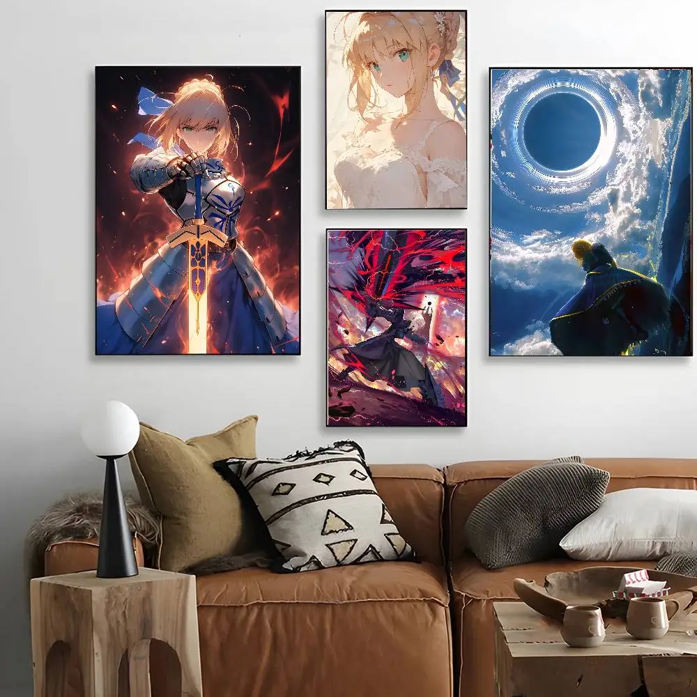 A-Anime مصير البقاء ليلة صابر المشارك قماش اللوحة المشارك مع المطبوعات غرفة نوم المنزل غرفة المعيشة الديكور هدية
