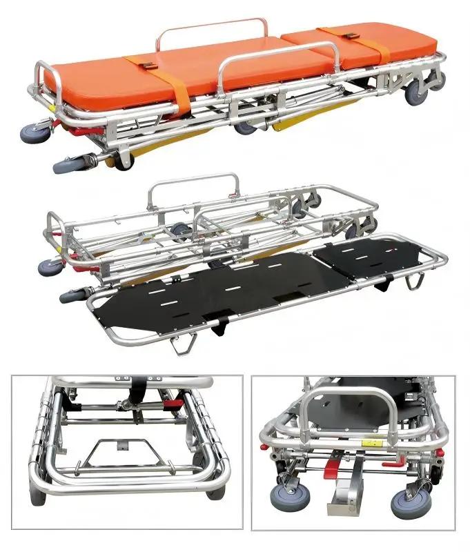 BT-TA002 Automatic Height Adjustment Aluminum Ambulance Emergency Rescue Equipment Transport Stretcher Trolley Cart - view 3