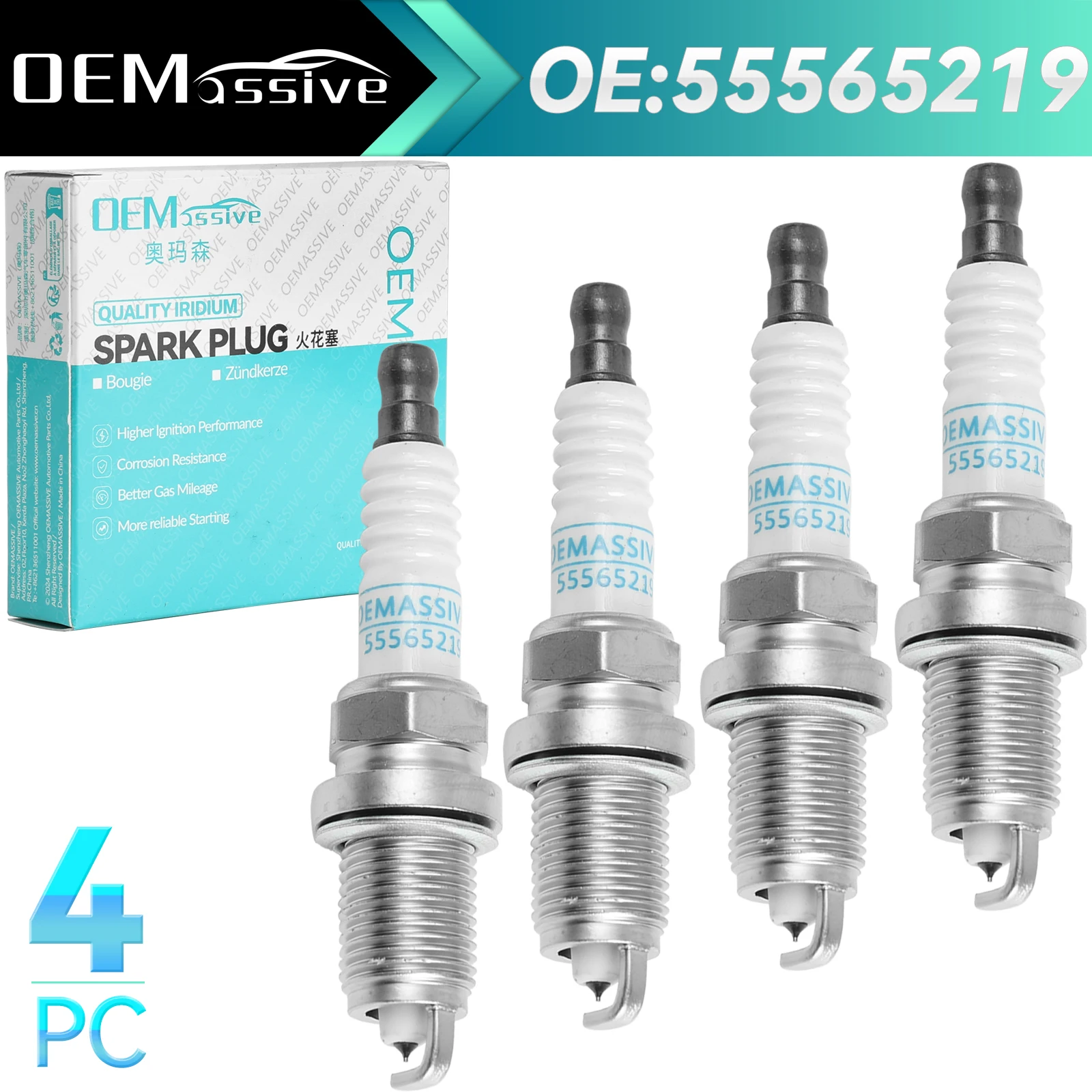 

Для Chevrolet Aveo Cruze Для Opel Astra H J Vauxhall 4X Иридиевые свечи зажигания Высокопроизводительный, долговечный, эффективный двигатель 55565219