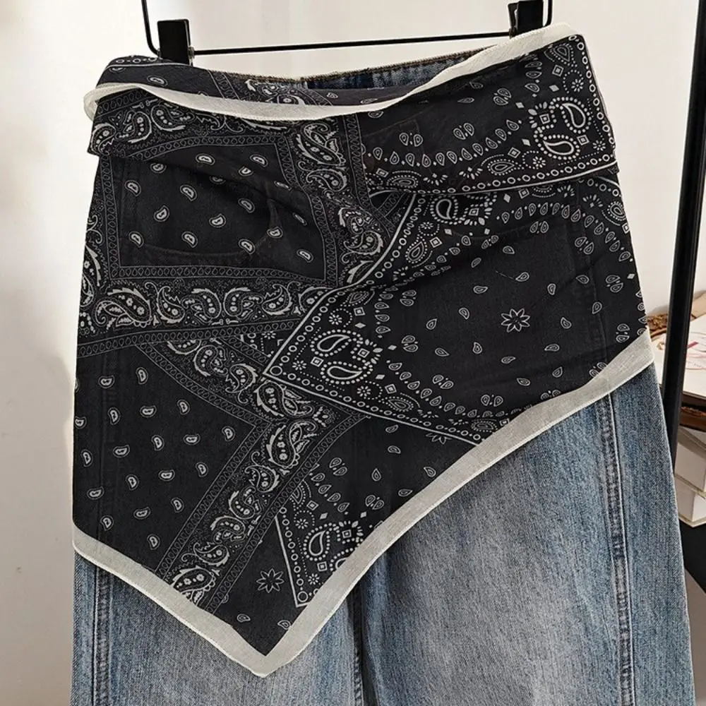 chic Multi-functional Floral Triangle Scarf cotton Tie-Dye Waist Belt Triangle Floral Ethnic Print Scarf Matching Pants
