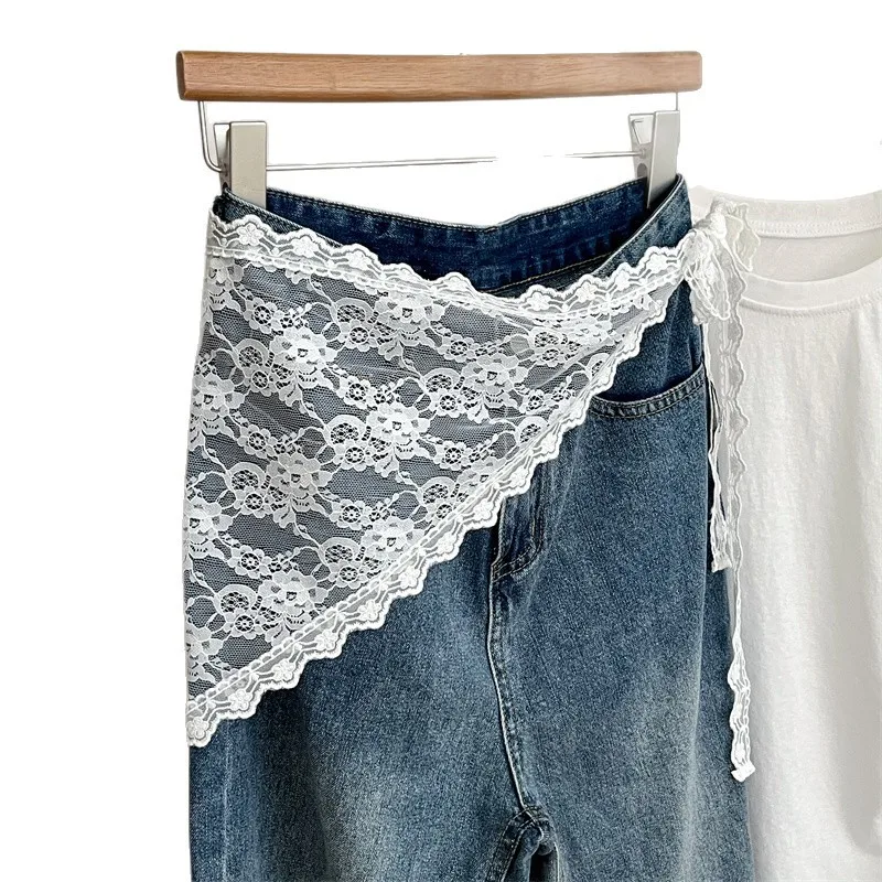 New spring and summer lace triangle scarf for women with large waves of flowers covering up sweet ass curtain skirt Korean princ