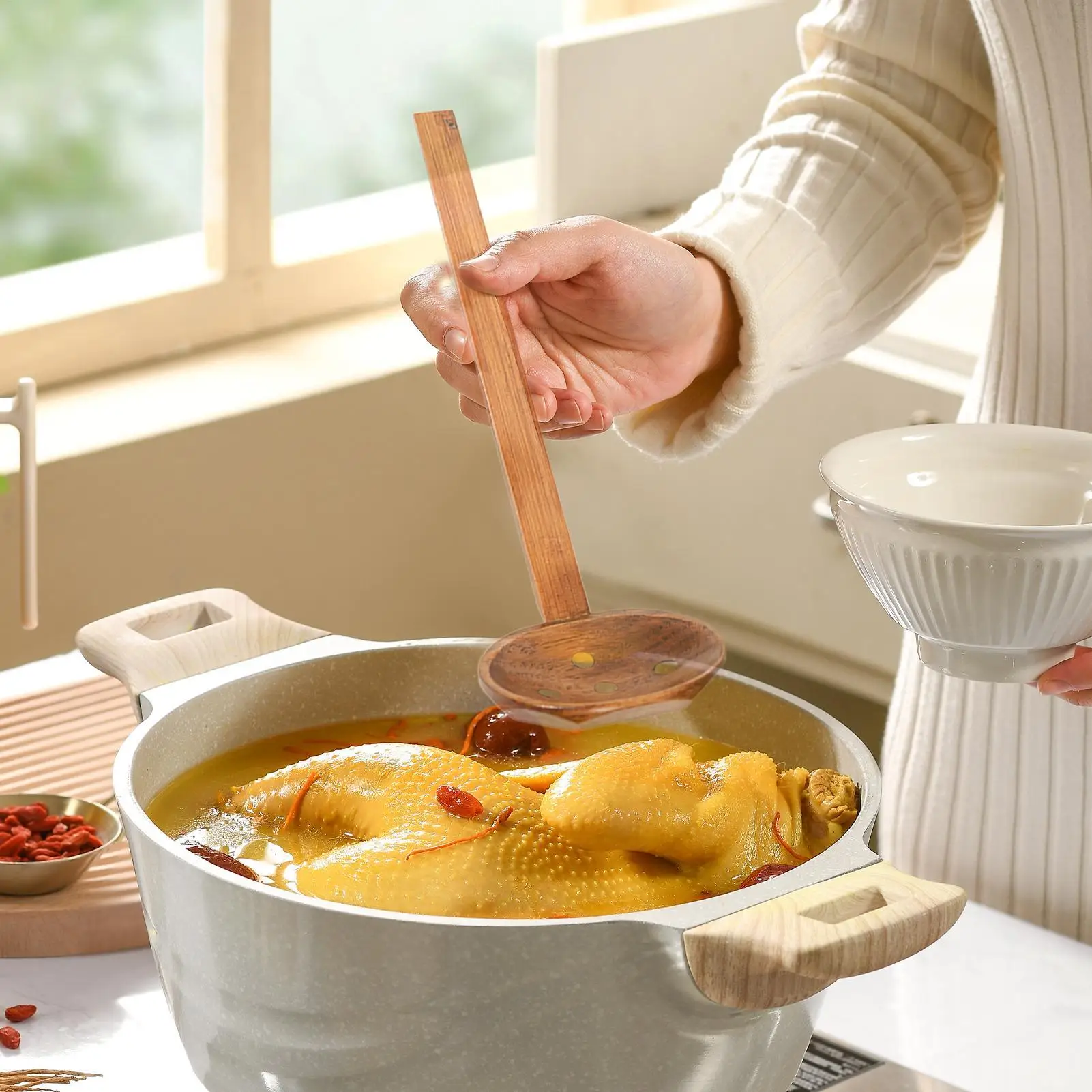 Wooden Ramen Spoons Kitchen Japanese Long Wooden Soup Ramen Spoon Wooden Table Spoon Japanese Tasting Spoons for Home