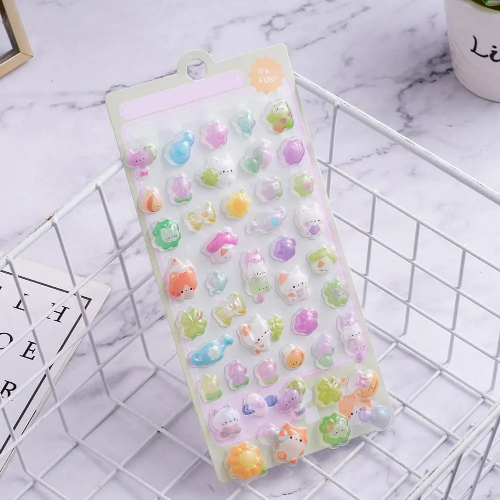 4pcs 3D Fun Stickers Cute Cartoon Characters Fun Sticker Children Girl DIY Handbook Scrapbook Sticker Phone Case Decoration