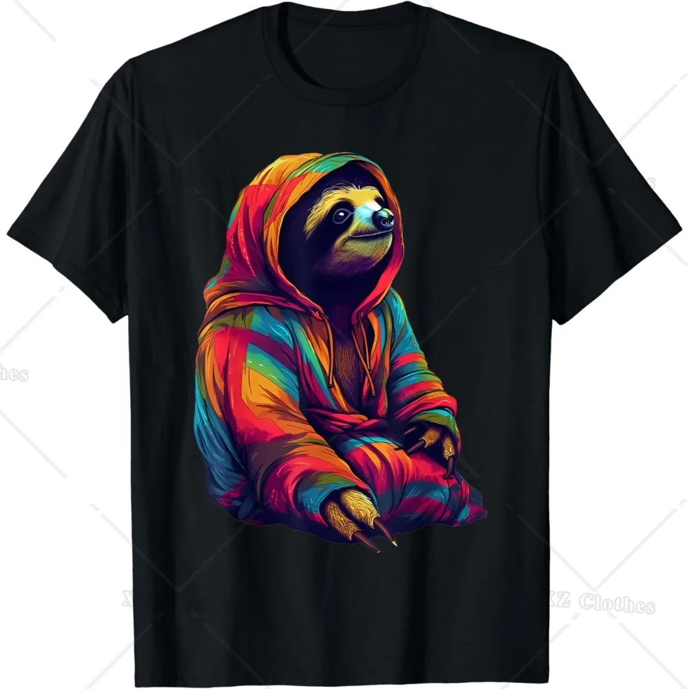 Cool Sloth Cute Animal T-Shirt Round Neck and Short Sleeves Tee for Women Men Kids