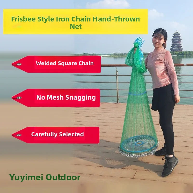 large-size-hand-thrown-disk-style-casting-net-half-finger-thickened-iron-chain-mesh-fishing-net-korean-style-for-outdoor-camp