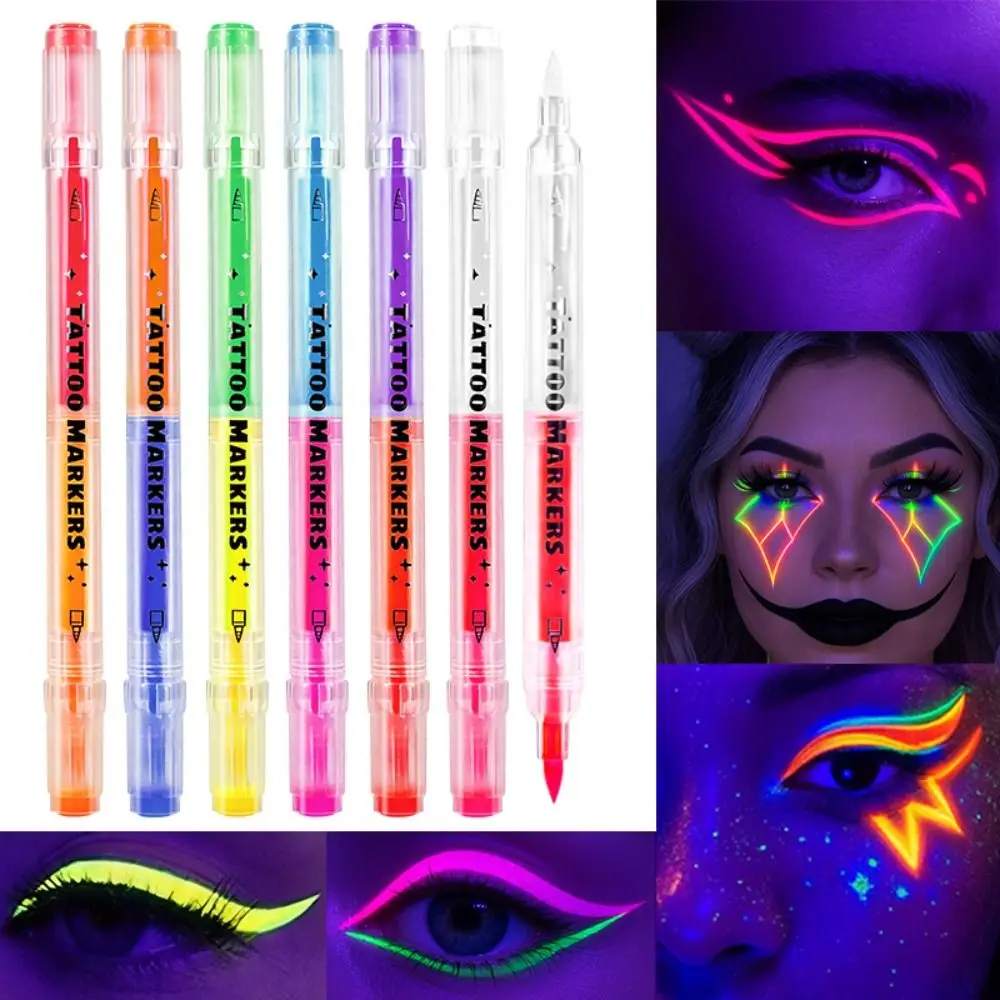 12 Colors Glow Face Paint Markers Black Light Reactive Easy Wash Off Body Paint Markers Set Water-Based Non-Toxic