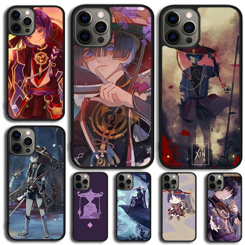 Scaramouche Genshin Impact Handyhülle für iPhone 16 15 14 13 12 Mini 11 Pro Max Plus X XS Max XR Cover Shell