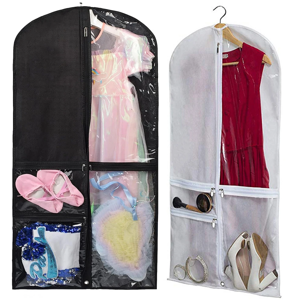 Dance Garment Bags For Dancers With Clear Zipper Pockets Travel Storage Full Zipper for Suits Dress Cover Hanging Garment Bag