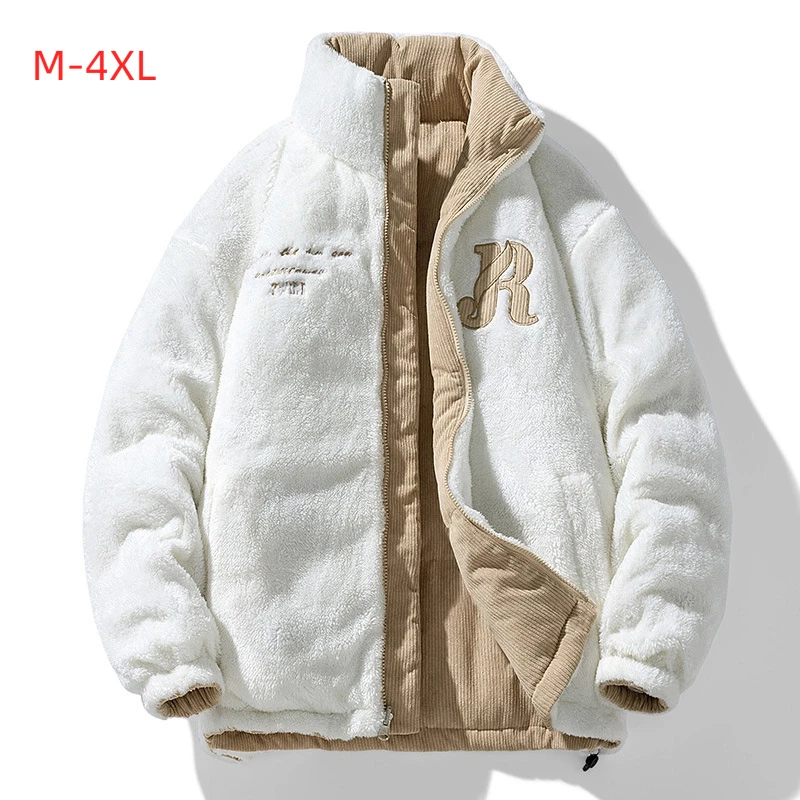 معطف شتوي سميك للزوجين مع مخمل للرجال سروال قصير وحبوب ياو سترة مخملية مزدوجة الجوانب ملابس قطنية دافئة للرجال #1