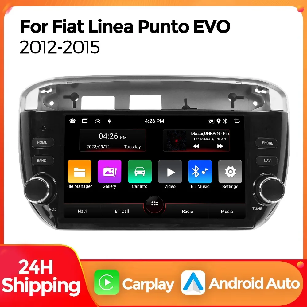 MEKEDE 7'' Wireless Carplay Andorid 15 Car Radio Multimedia player For Fiat Linea Punto evo 2010-2015 Auto WIFI Autoradio stereo