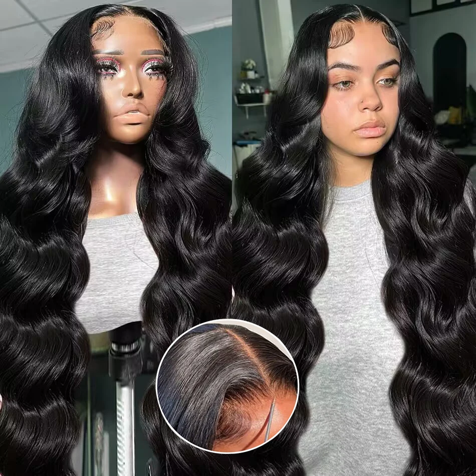 Ready To Wear Glueless Wig Human Hair Wigs 34Inch Body Wave Lace Front Human Hair Wig Ready To Go Pre Plucked Clousure Wig