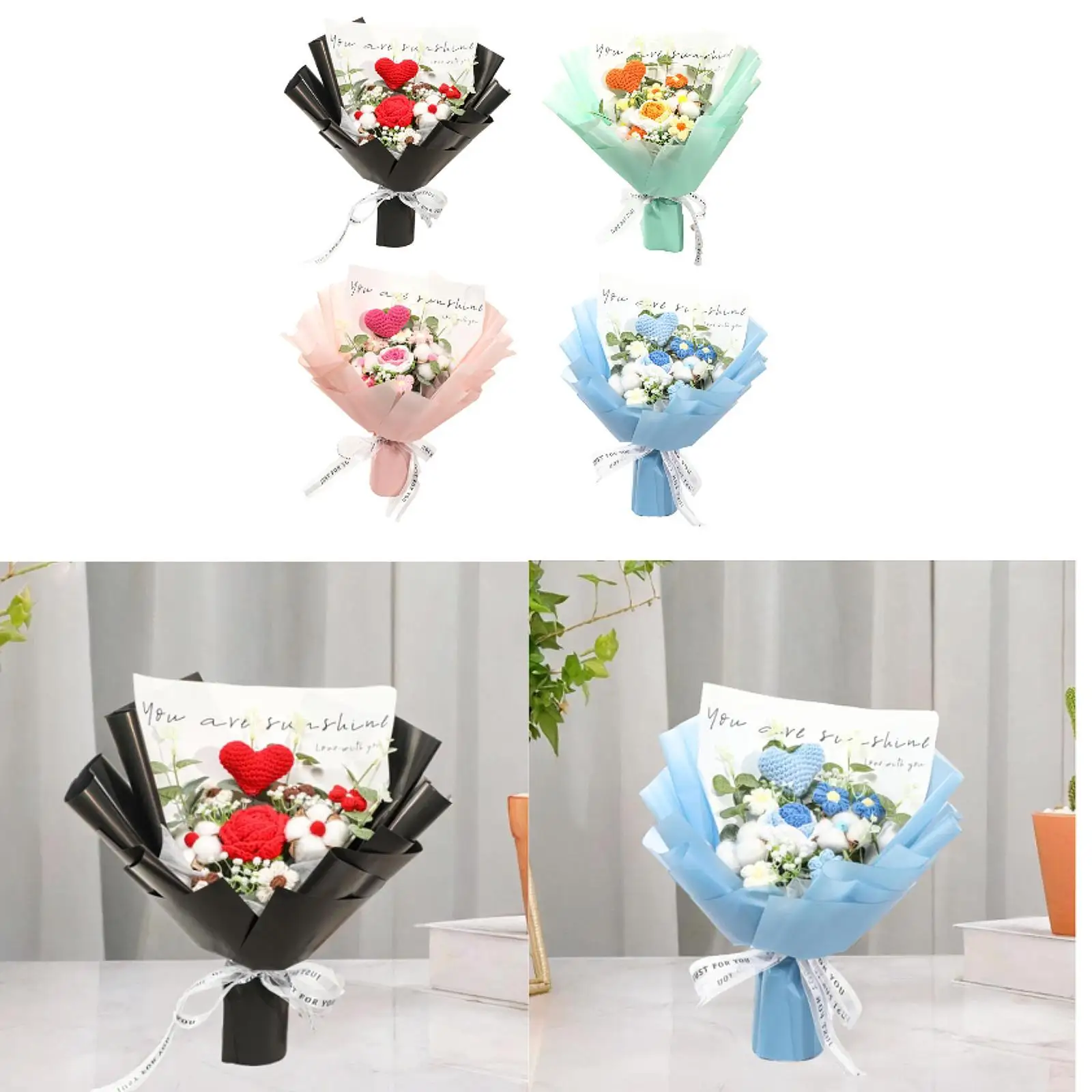 

Crochet Floral Arrangement Handmade for Home Decoration Birthday Graduation