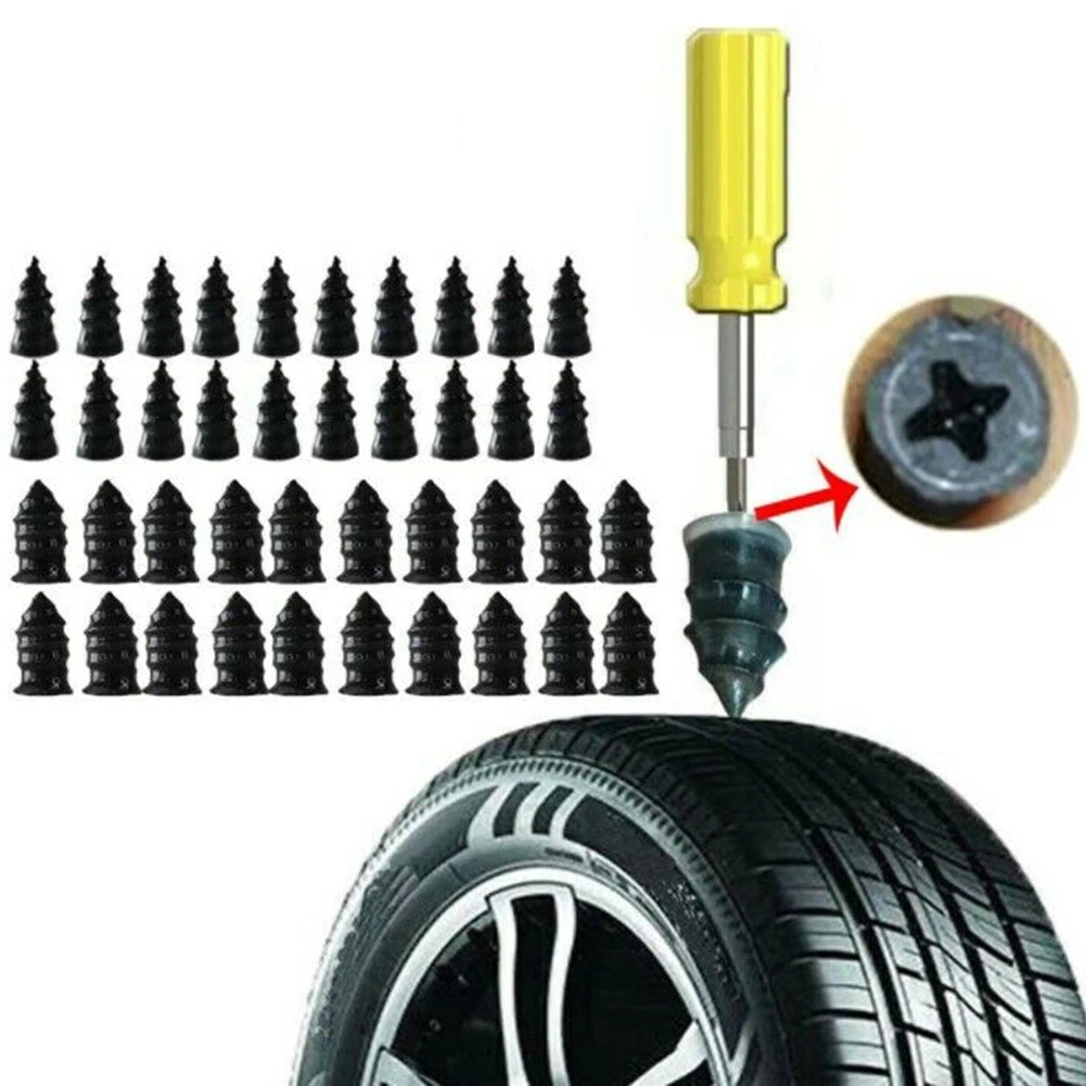 New ATV Truck Tire Repair Nails Repairing Black Tubeless Tyre Puncture Vacuum 40Pcs/set Accessories Nails Kit