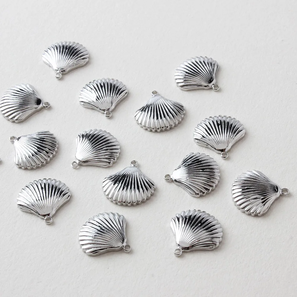 6PCS Shell Shape Charm Jewelry Making Supplies Necklace Pendant Minimalist DIY Handmade Brass 18k Gold Plated 13mm