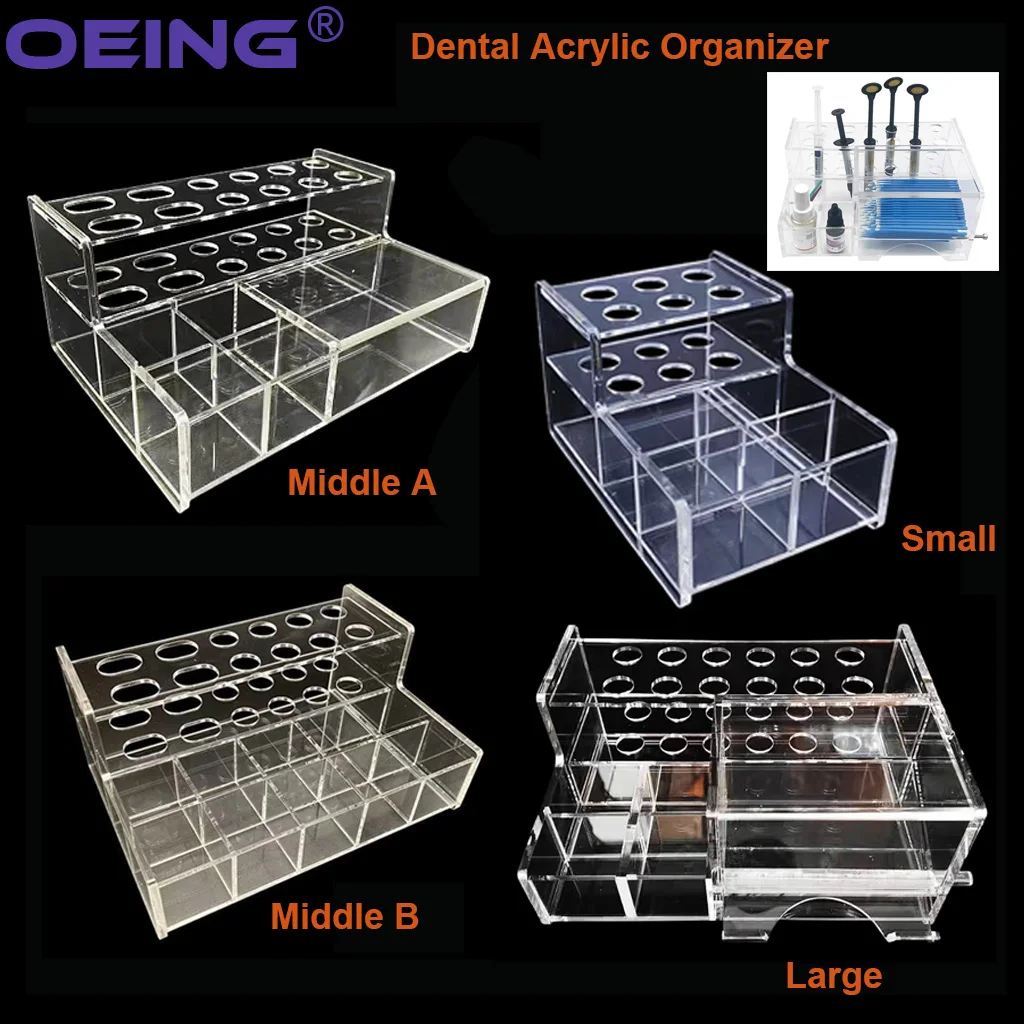 Dental Transparent Acrylic Box Dispenser Organizer Holder  Dentistry Adhesive Resin Applicator For Composite Syringes Large Case