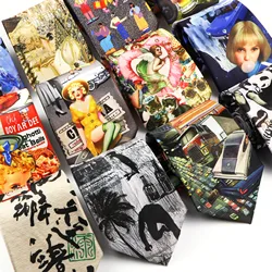 Men's Vintage Imitation Silk Ties 8.5cm Graffiti Painting Floral Necktie For Men Wedding Business Soft Printing Tie Wed Gift