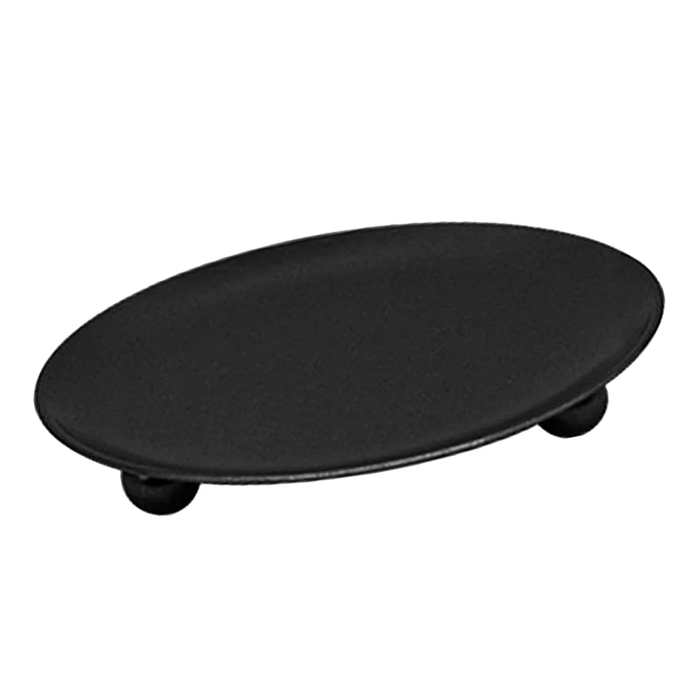 

Wrought Iron Holder Dish Household Plate Pillar Decoration Tabletop Black Candles Decorative Stand The