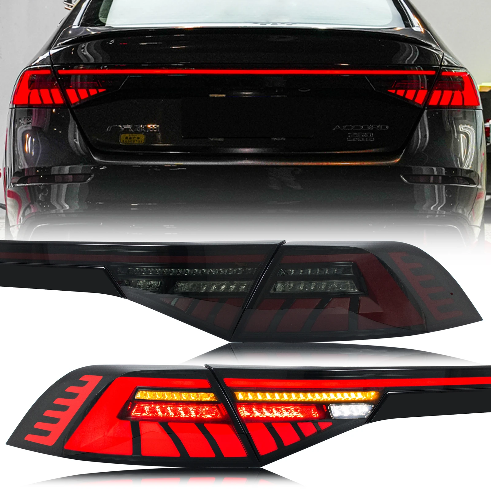 

LED Tail Lights & Center Light For Honda Accord 2024-2026 Sequential Sequential Turn Signal Trunk Rear Brake Lamps