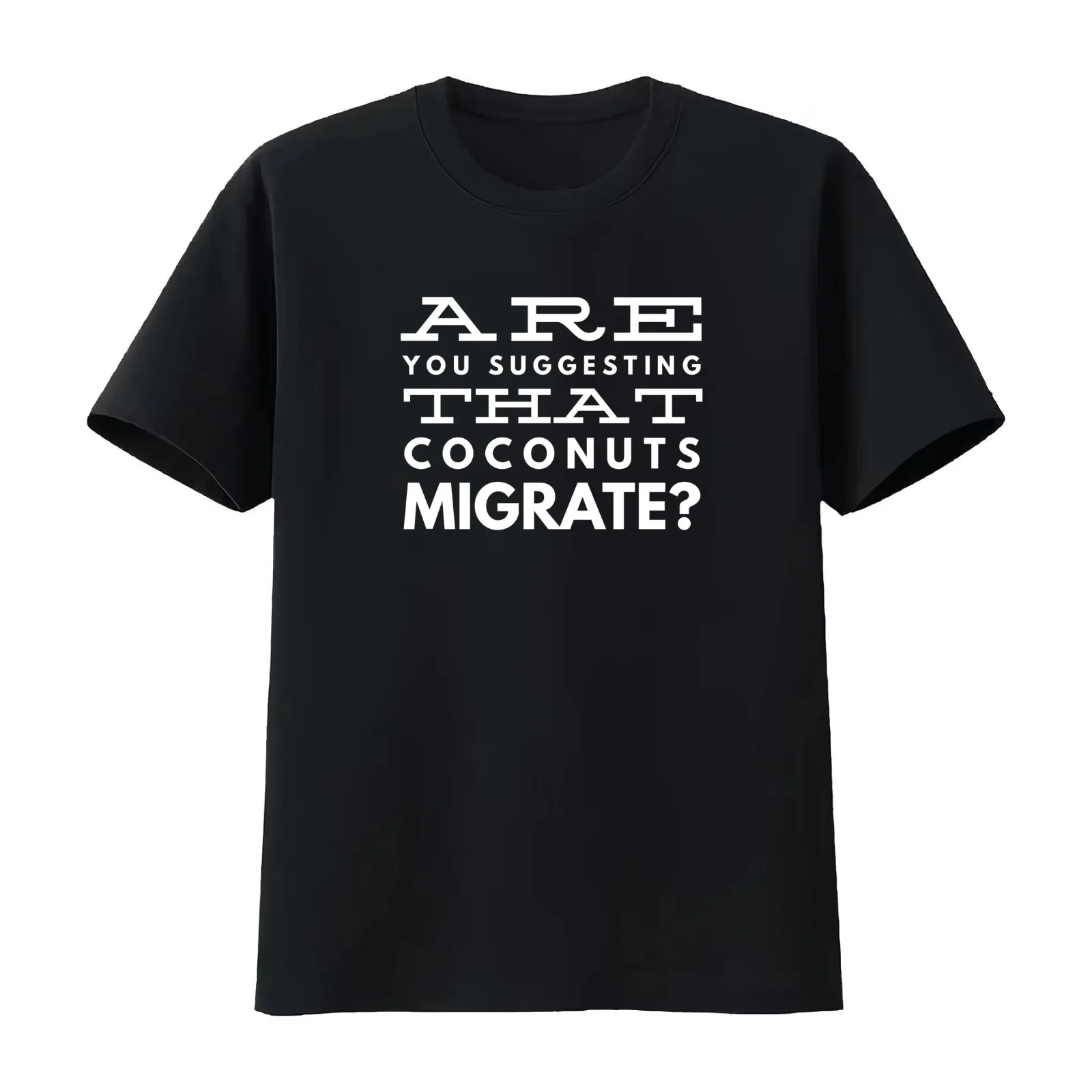 Are you suggesting that coconuts migrate? T-Shirt Summer Casual Cotton Tee Oversized Streetwear Tops Vintage Graphic Print