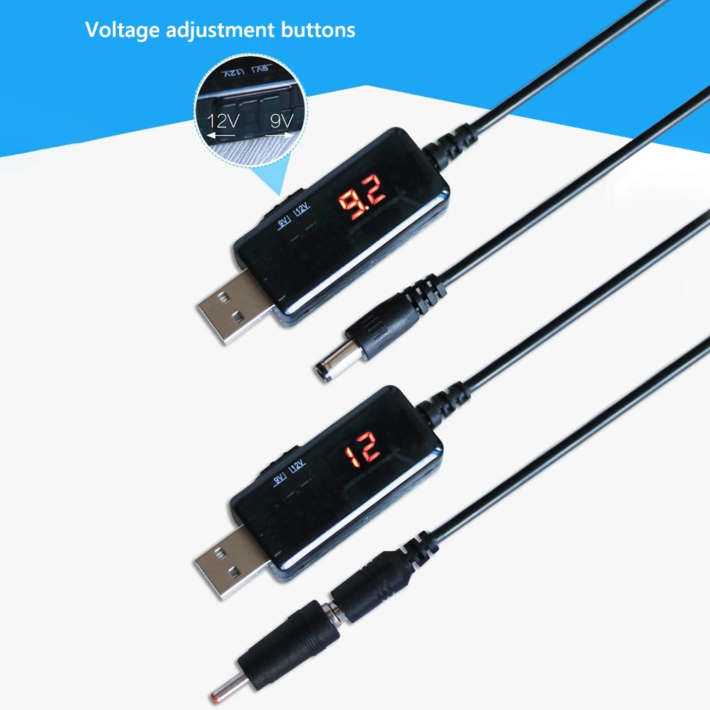 DC 5V To 9V 12V Step-Up Volt Transformer with 3.5x1.35mm Connecter Power Line LED Digital Display for Router Optical Modem WiFi
