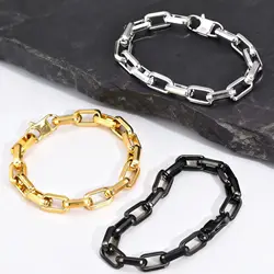 Chunky Chain Bracelets for Men,Silver Black Grey Gold Color Stainless Steel Chain Wristband,Stylish Gift for Son Dad