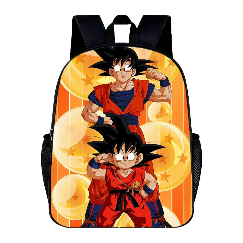 16 Inch Black Large Capacity DRAGON BALL School Backpack, Lightweight Anime Daypack Unisex Durable Bag for Child Age 6-10