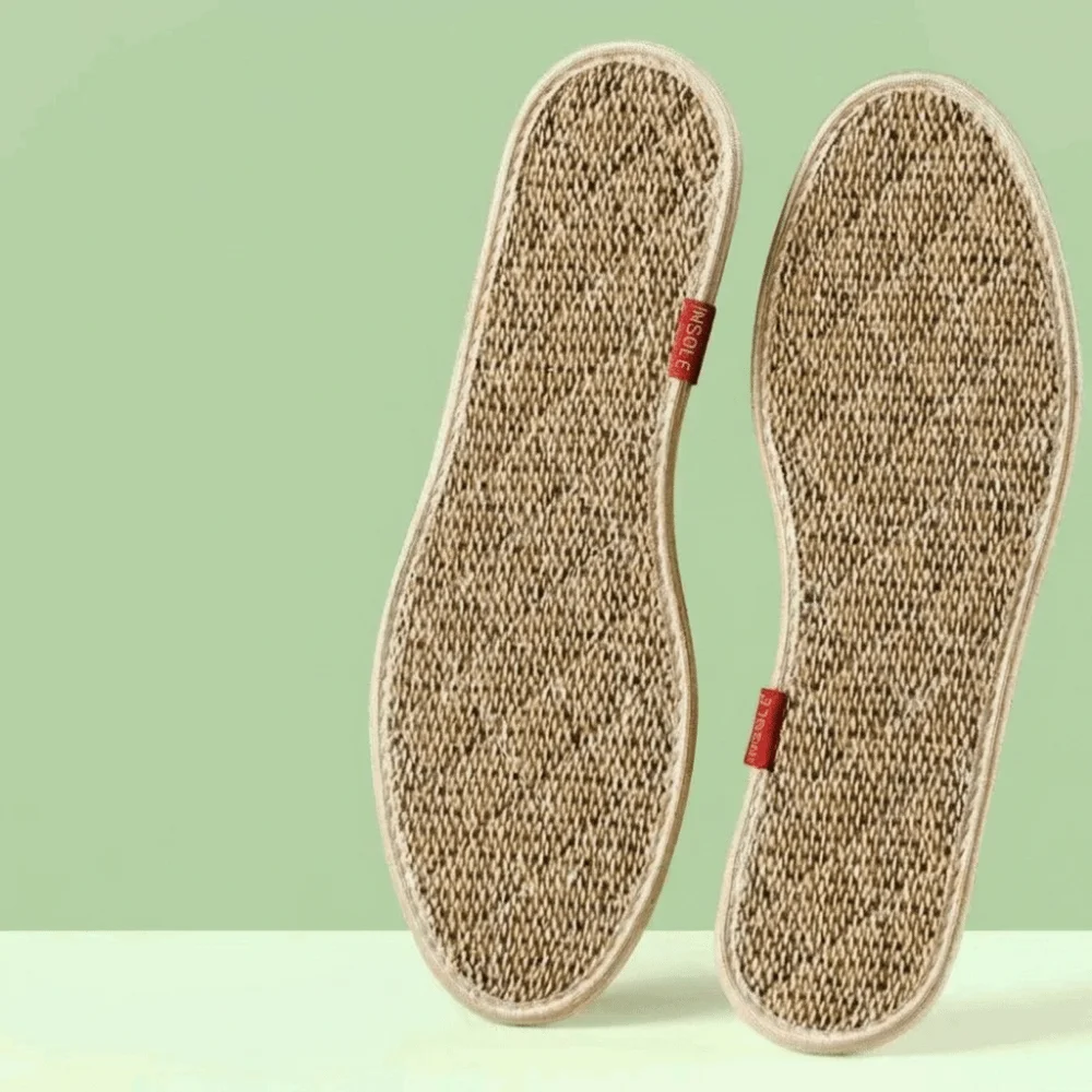 Breathable Cotton Linen Insoles Thickned Sweat Absorbing Sports Shoe Pads Non-slip Locked Edge Odor Resistant Insoles