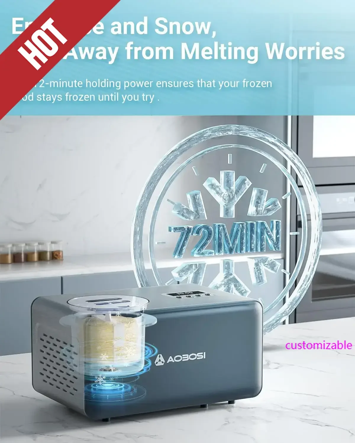 

2.2 Quart Ice Cream Maker Machine With Built-in Compressor,Fully Automatic And No Pre-Freezing,Frozen Yogurt,Timer,customizable