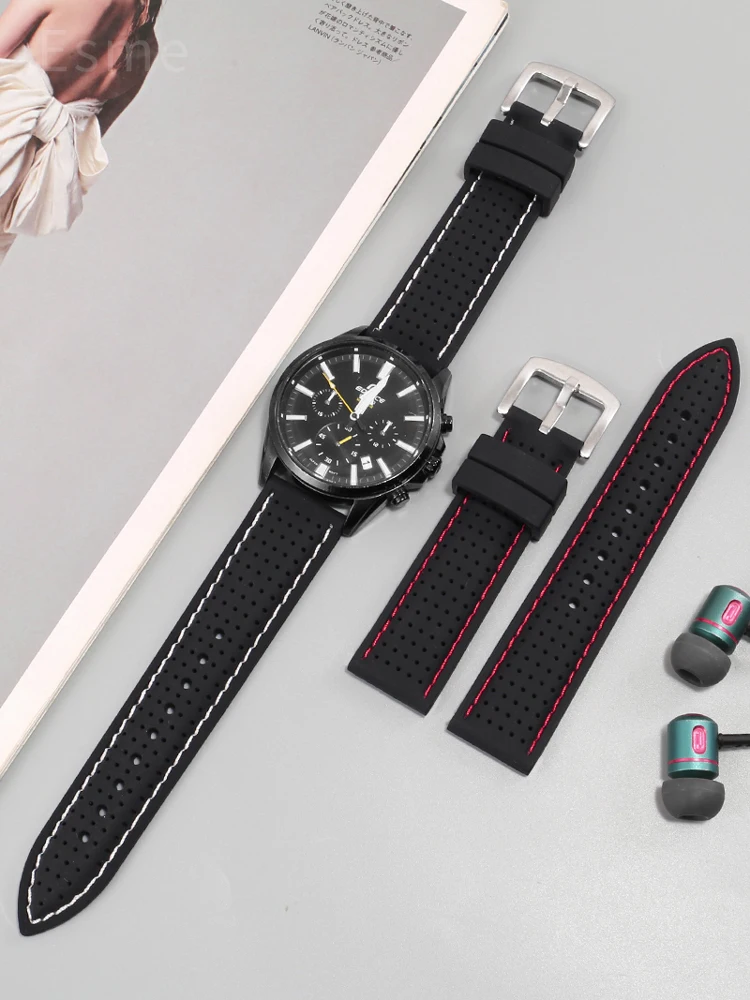 For Tissot Seiko Casio Citizen Mido Silicone Comfortable Soft Black Orange Universal Watchband 20 22 24mm Rubber Accessories