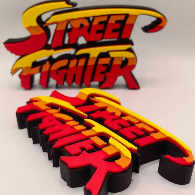 Anime Street Fighter 3D Font Stand-up Logo Model PLA  Arcade Game Ryu Ken Figure Ornament Cosplay Exhibition Decoration Toy Gift - view 4