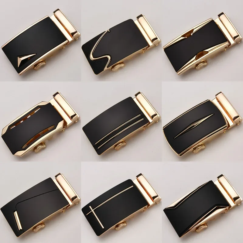 

Fashion Luxury Glod Alloy Automatic Pu Belt Buckles for Men's Leather Waist Belts for Men Pants Belt Buckles 3.5cm Mens Belt